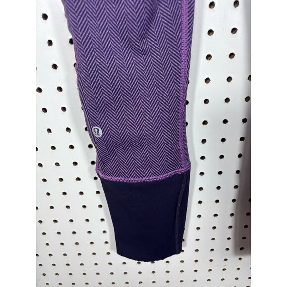LULULEMON Rebel Runner Crop Herringbone Purple Leggings Size 6 - Picture 6 of 8